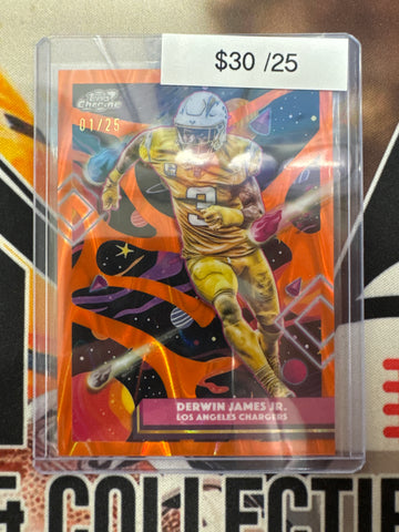2025 Topps Chrome Cosmic NFL Derwin James Jr. Orange Raywave Refractor /25