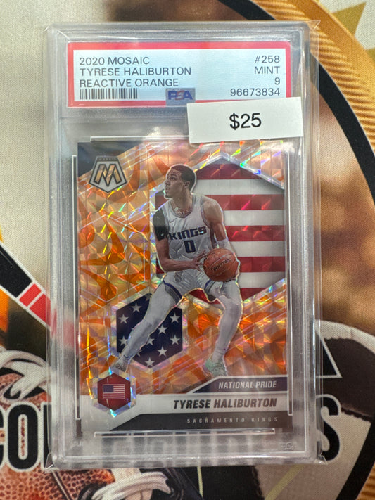 2020 Panini Mosaic NBA Tyrese Haliburton National Pride Reactive Orange PSA 9