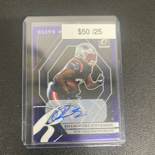 2021 NFL Donruss Optic Rhamondre Stevenson Elite Series Rookies Purple Auto /25