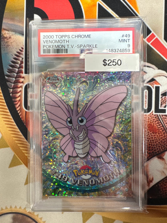 2000 Topps Chrome Pokemon Venomoth Pokemon TV Sparkle PSA 9