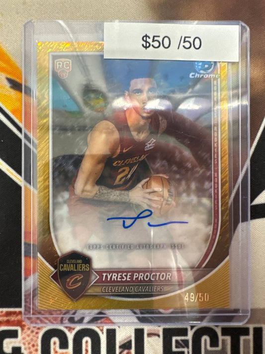 2025-26 Topps Bowman Basketball Tyrese Proctor Rookie Gold Wave Autograph /50