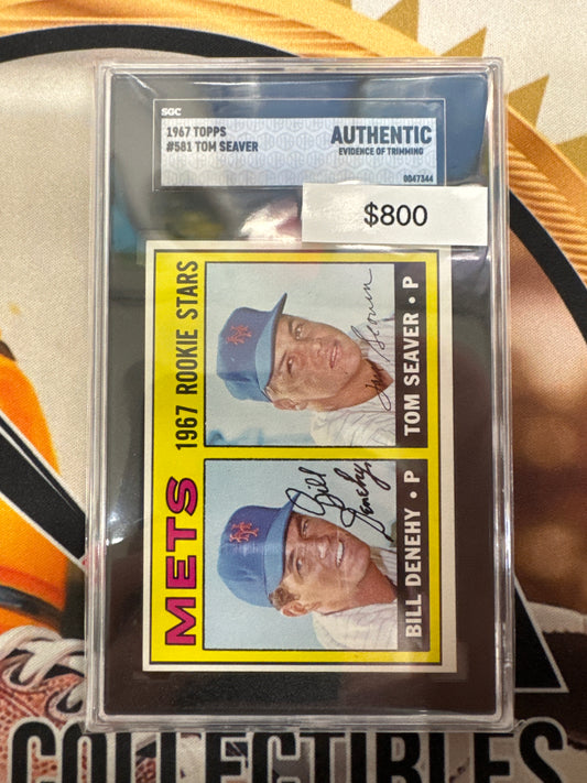1967 Topps Baseball Bill Denehy & Tom Seaver 1967 Rookie Stars SGC Authentic