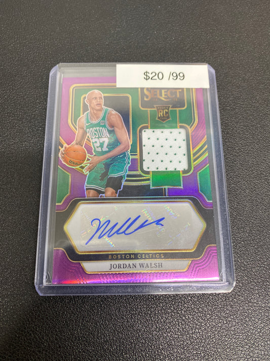 2023-24 NBA Select Jordan Walsh Purple Green Rookie Patch Auto /99