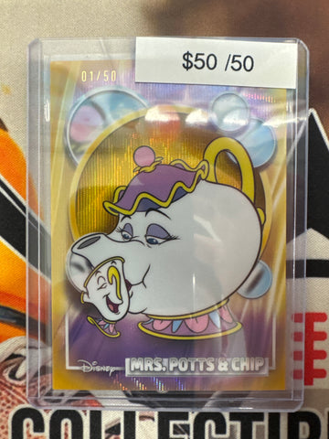 2026 Topps Chrome Disney Mrs. Potts & Chip Gold Wave Refractor /50