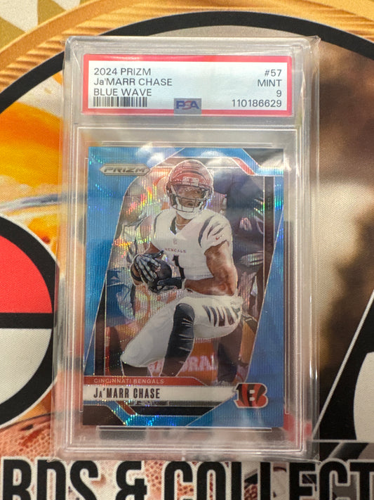 2024 Panini Prizm NFL Ja’Marr Chase Blue Wave /230 PSA 9