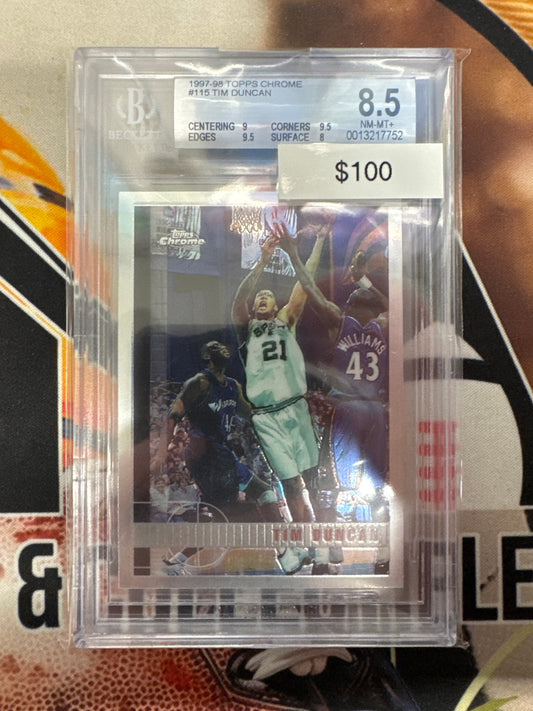 1997-98 Topps Chrome NBA Tim Duncan Rookie BGS 8.5