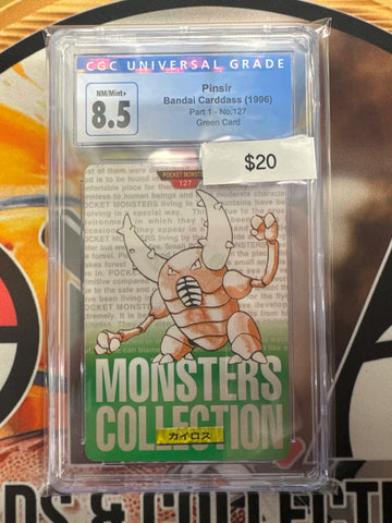 1996 Pokémon Bandai Carddass Pinsir Part 1 No. 127 CGC 8.5