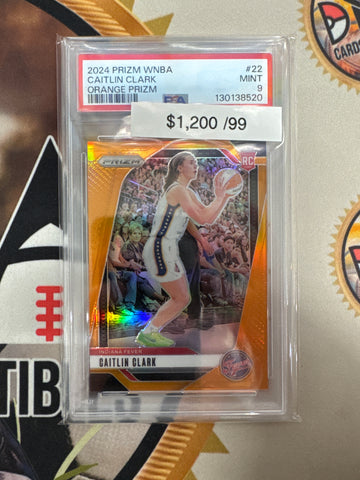 2024 Panini Prizm WNBA Caitlin Clark Rookie Orange Prizm /99 PSA 9