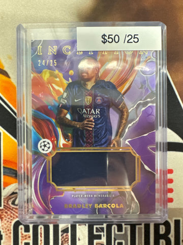 2026 Topps Inception Champions League Bradley Barcola Patch Purple Refractor /25