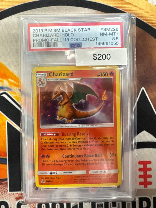 2019 Pokémon SM Black Star Promo Charizard Holo Fall ‘19 Collectors Chest SM226 PSA 8.5