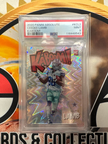 2020 Panini Absolute NFL CeeDee Lamb Rookie Vertical Kaboom! PSA 9