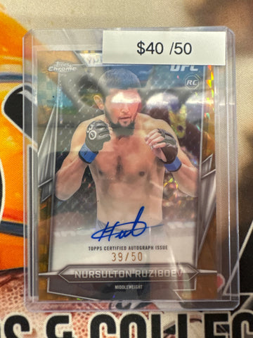 2026 Topps Chrome UFC Nursultom Ruziboev Rookie Autograph Gold Refractor /50