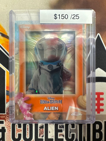 2026 Topps Chrome Disney Lilo & Stitch Alien Shadow Box Orange Refractor /25
