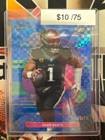 2025 Topps Finest NFL Jalen Hurts Uncommon Blue XFractor /75