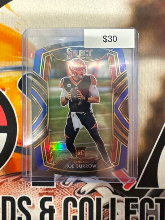 2020 Panini Select NFL Joe Burrow Rookie Die-Cut Blue Prizm