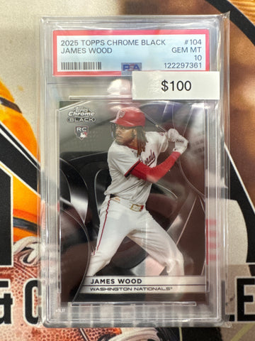 2025 Topps Chrome Black MLB James Wood Rookie PSA 10