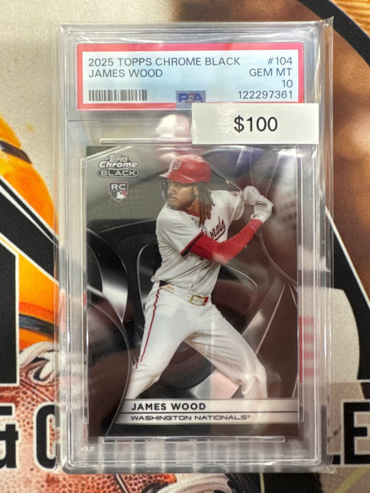 2025 Topps Chrome Black MLB James Wood Rookie PSA 10