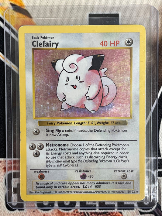 Pokémon Shadowless Clefairy Holo Base Set 5/102 DM