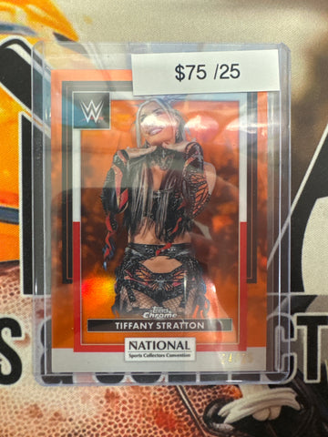 2026 Topps Chrome WWE X The National Tiffany Stratton Orange Refractor /25