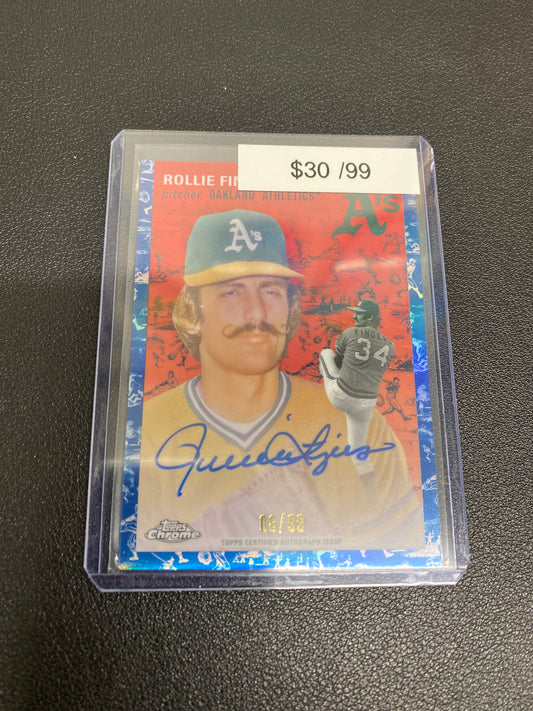 2023 MLB Topps Chrome Platinum Rollie Fingers Blue Toile Auto /99