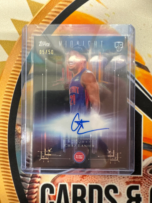 2025-26 Topps Midnight NBA Chaz Lanier Rookie Dark Marks Autograph Gold Refractor /50