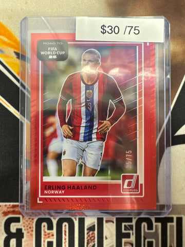 2025-26 Panini Donruss FIFA World Cup Erling Haaland Red Glitter Refractor /75