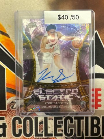 2026 Topps Chrome Cosmic NBA Kobe Sanders Rookie Electro-Static Autograph Gold Refractor /50