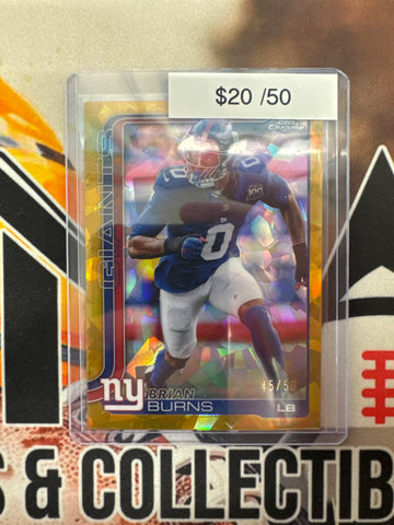2025 Topps Chrome Sapphire NFL Brian Burns Gold Refractor /50