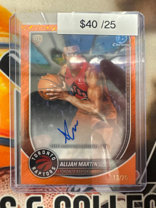 2025-26 Topps Bowman Basketball Alijah Martin Rookie Autograph Orange Shimmer /25