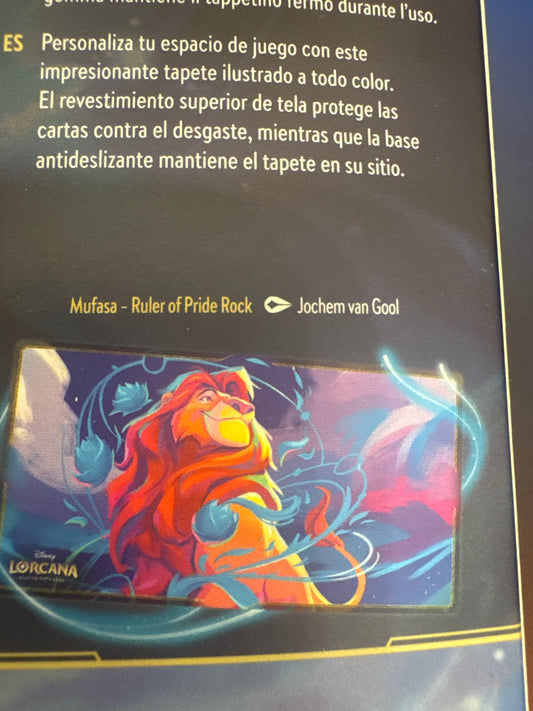 Lorcana Mufasa Ruler of Pride Rock playmat