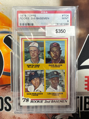 1978 Topps MLB Rookie Second Baseman Garth Iorg, Dave Oliver, Sam Perlozzo & Lou Whitaker PSA 9