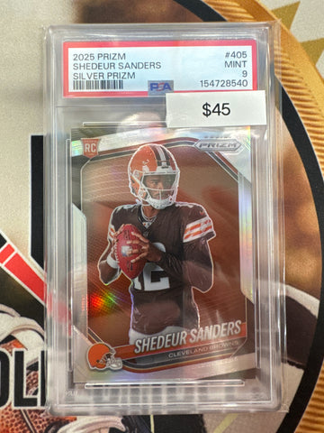 2025 Panini Prizm NFL Shedeur Sanders Rookie Silver Prizm PSA 9