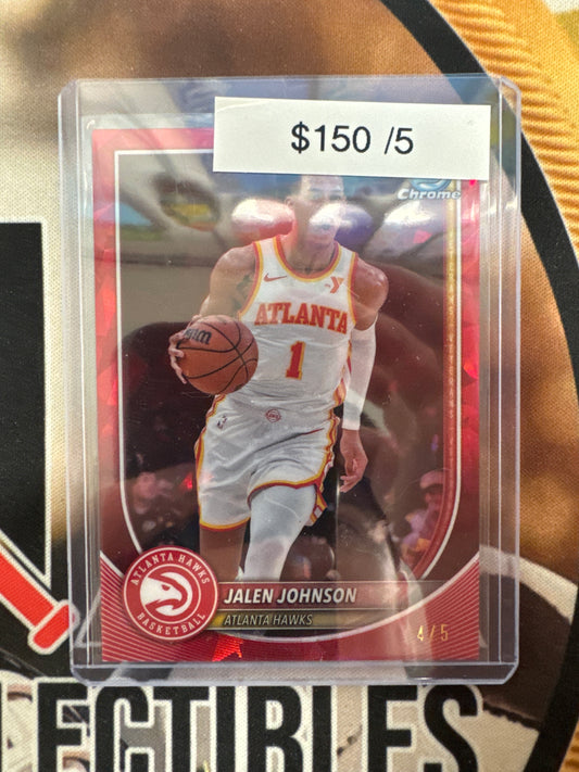 2025 Topps Bowman Sapphire Basketball Jalen Johnson Red Refractor /5