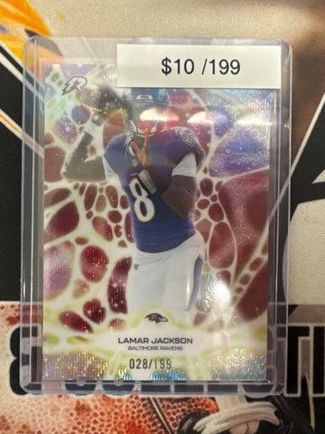 2026 Topps Resurgence NFL Lamar Jackson Protonyx Crimson Surge Refractor /199