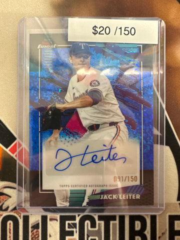 2026 Topps Finest MLB Jack Leiter Finest Autograph Blue Speckle Refractor /150