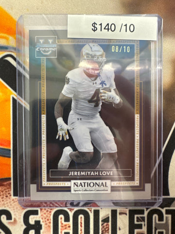 2026 Topps Bowman Chrome U Football X The National Jeremiyah Love Black Refractor /10