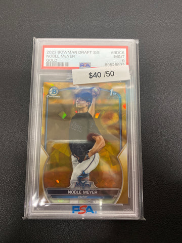 2023 Bowman Draft Sapphire Edition Novle Meyer Gold Refractor /50 1st Bowman PSA 9