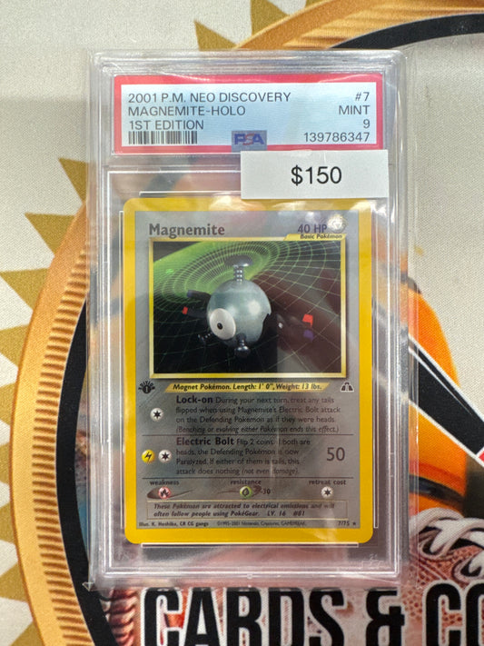 2001 Pokemon Neo Discovery Magnemite Holo 1st Edtion 7/75 PSA 9