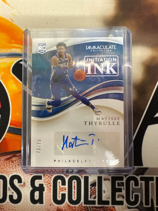 2019-20 Panini Immaculate Collection NBA Matisse Thybulle Rookie Initiation Ink Autograph /75