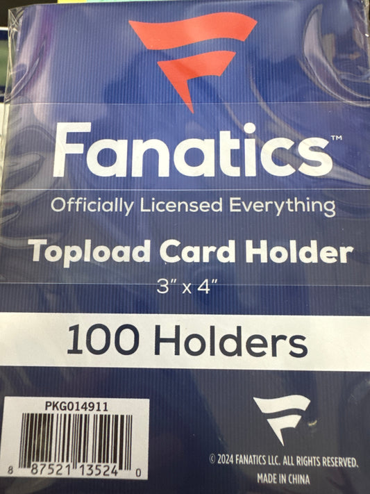 Fanatics Topload Card Sleeves - 3” x 4” 35pt - 100 count