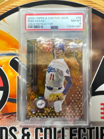 2025 Topps X Cactus Jack Roki Sasaki Rookie Gold Refractor /50 PSA 8