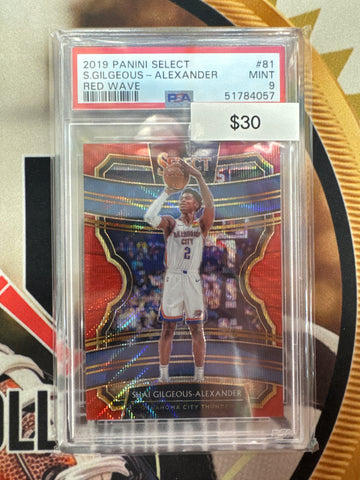 2019 Panini Select NBA Shai Gilgeous-Alexander Red Wave Prizm PSA 9