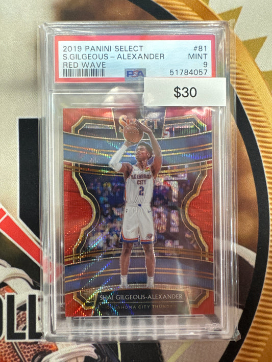 2019 Panini Select NBA Shai Gilgeous-Alexander Red Wave Prizm PSA 9