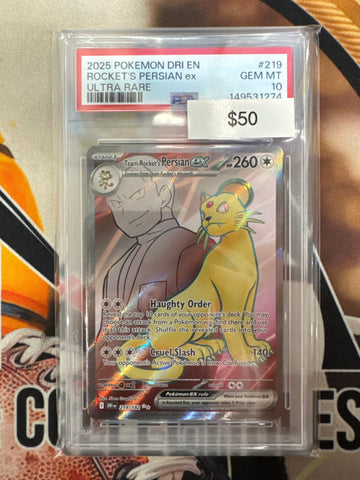 Pokémon Rocket’s Persian EX 219/182 Ultra Rare Destined Rivals PSA 10
