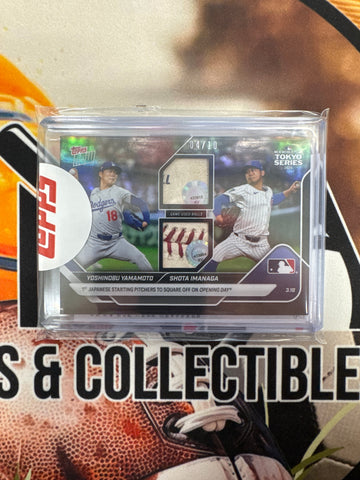 2025 Topps Now MLB Yoshinobu Yamamoto & Shota Imanaga Game Used Dual Baseball Relic Patch /10