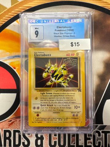 1999 Pokémon Electabuzz Black Star Promo 2 Mewtwo Strikes Back CGC 9