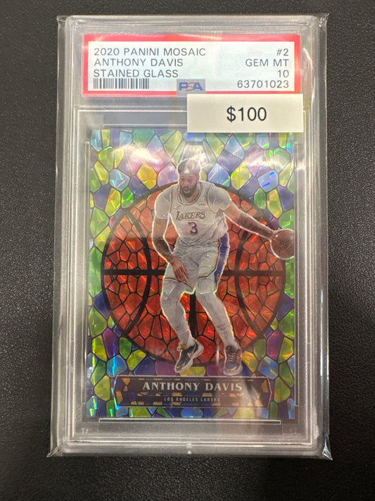 2020 Panini Mosaic NBA Anthony Davis Stained Glass PSA 10