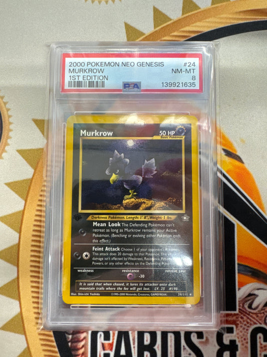 2000 Pokemon Neo Genesis Murkrow 24/111 1st Edition PSA 8