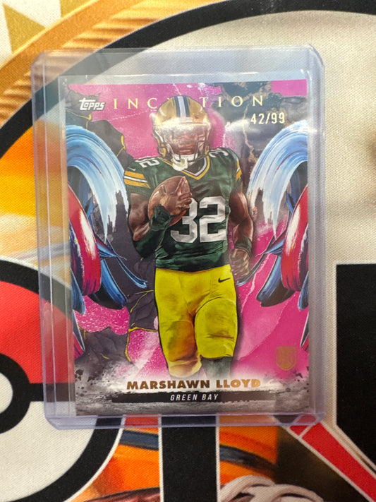 2024 Topps Inception Football Marshawn Lloyd Rookie Pink Refractor /99