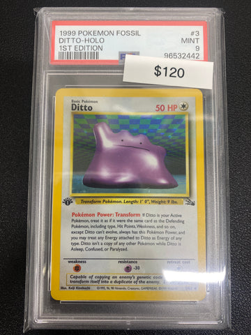 Pokémon 1st Edition Fossil Ditto Holo PSA 9